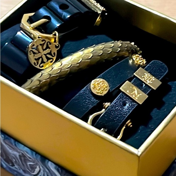 Rustic Cuff Black & Gold Bracelet Set - Picture 8 of 8